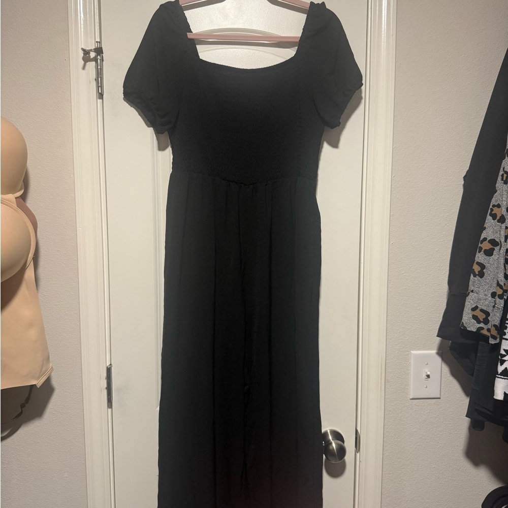 Black Short-Sleeve Jumpsuit